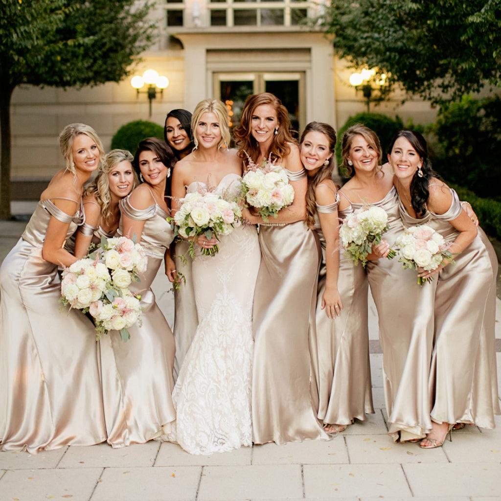 satin bridesmaid gown