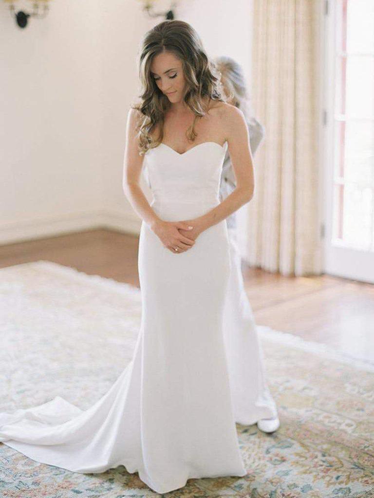 simple strapless wedding dress