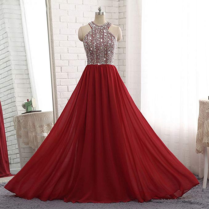 long red sleeveless dress