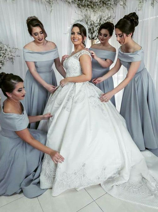 simple grey bridesmaid dress