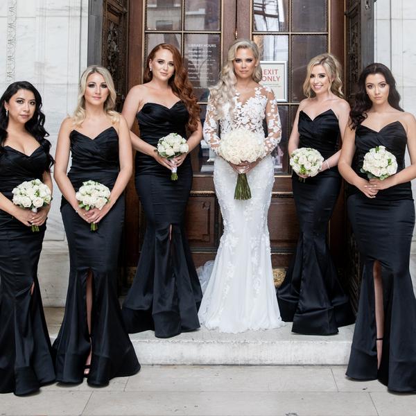 black mermaid bridesmaid dresses