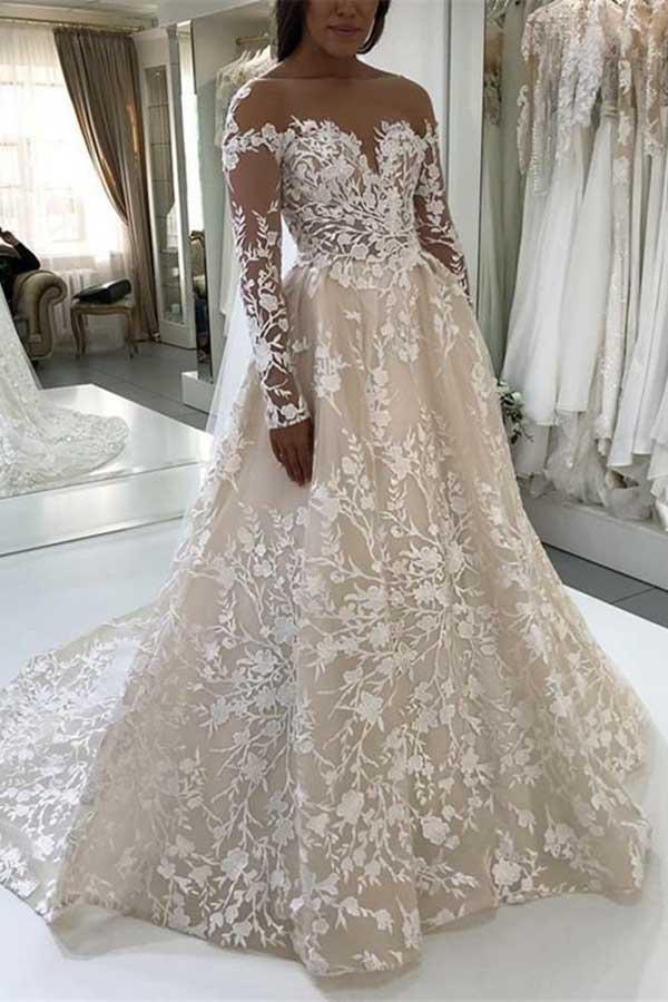 Wedding Dresses With Lace Sleeves And Open Back 2024