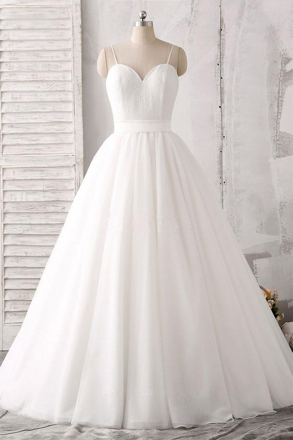 white spaghetti strap gown