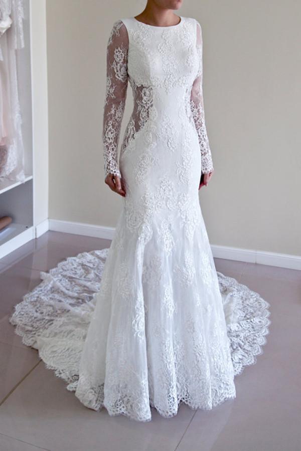 wedding dresses with sleeves cheap