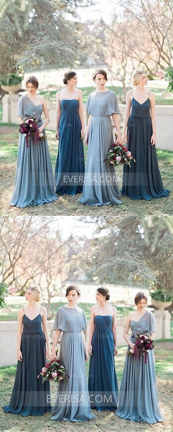 Different Style Chiffon Long Bridesmaid Dresses Inexpensive Prom Dress ...
