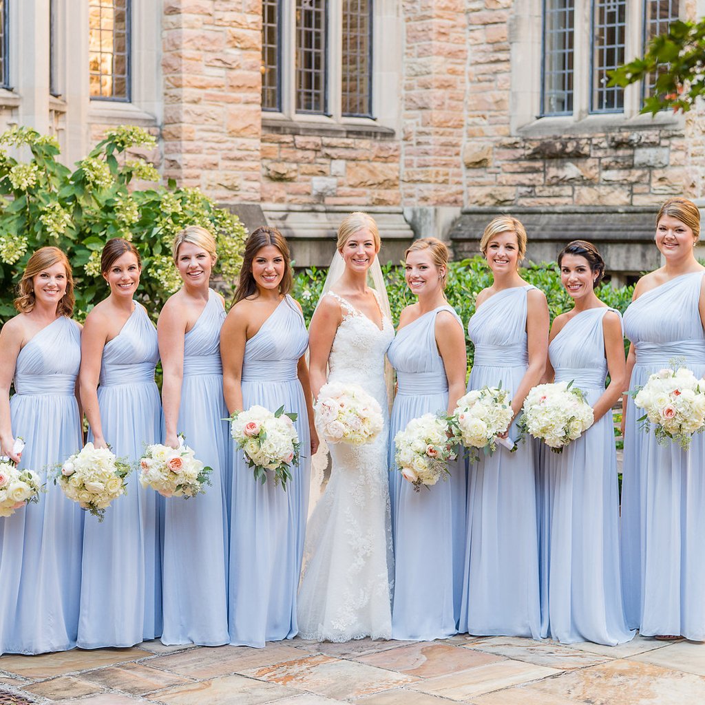 pale blue chiffon bridesmaid dresses