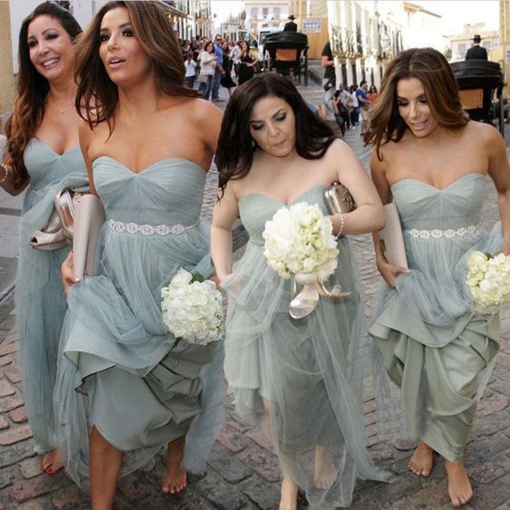 grey tulle bridesmaid dress