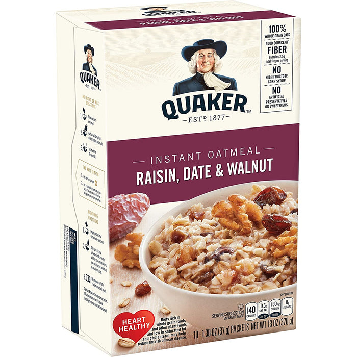 Quaker Raisin Date & Walnut Instant Oatmeal  370g