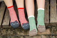 AnVei-Nao Womens Girls Stripe Cute Cat Cotton Soft Pattern Crew Ankle Socks - CatsInHeart