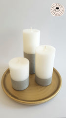 TRIO DE VELAS CON HORMIGÓN EN PLATO DORADO KÜME