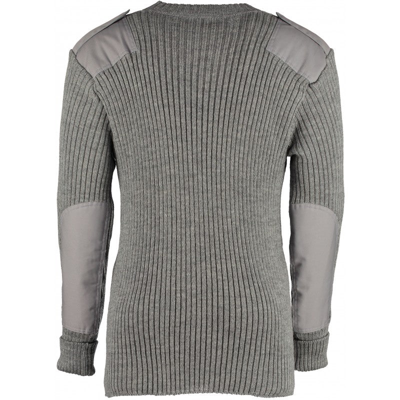 York Woolly Pully Vee Neck Sweater With Patches And Epaulettes – Becketts