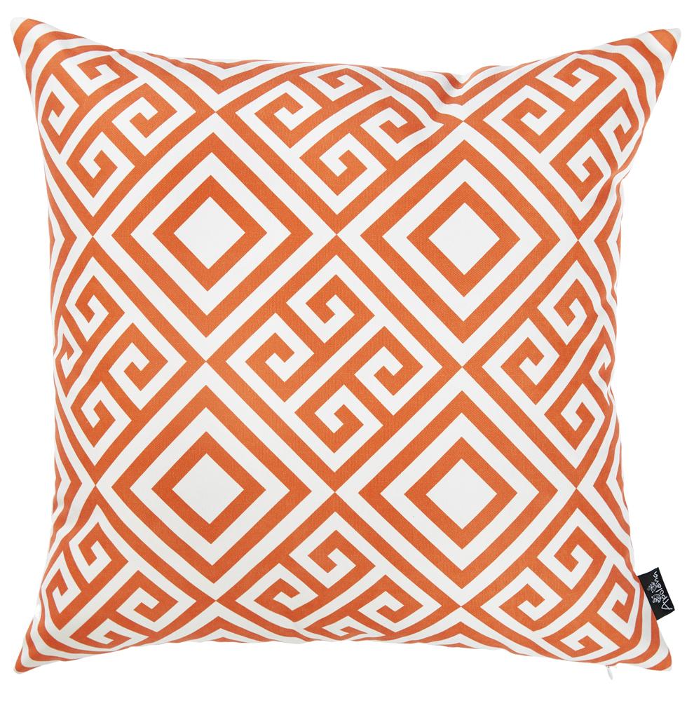 Tropical Orange Greek Printed Decorative Throw Pillow Cover Home