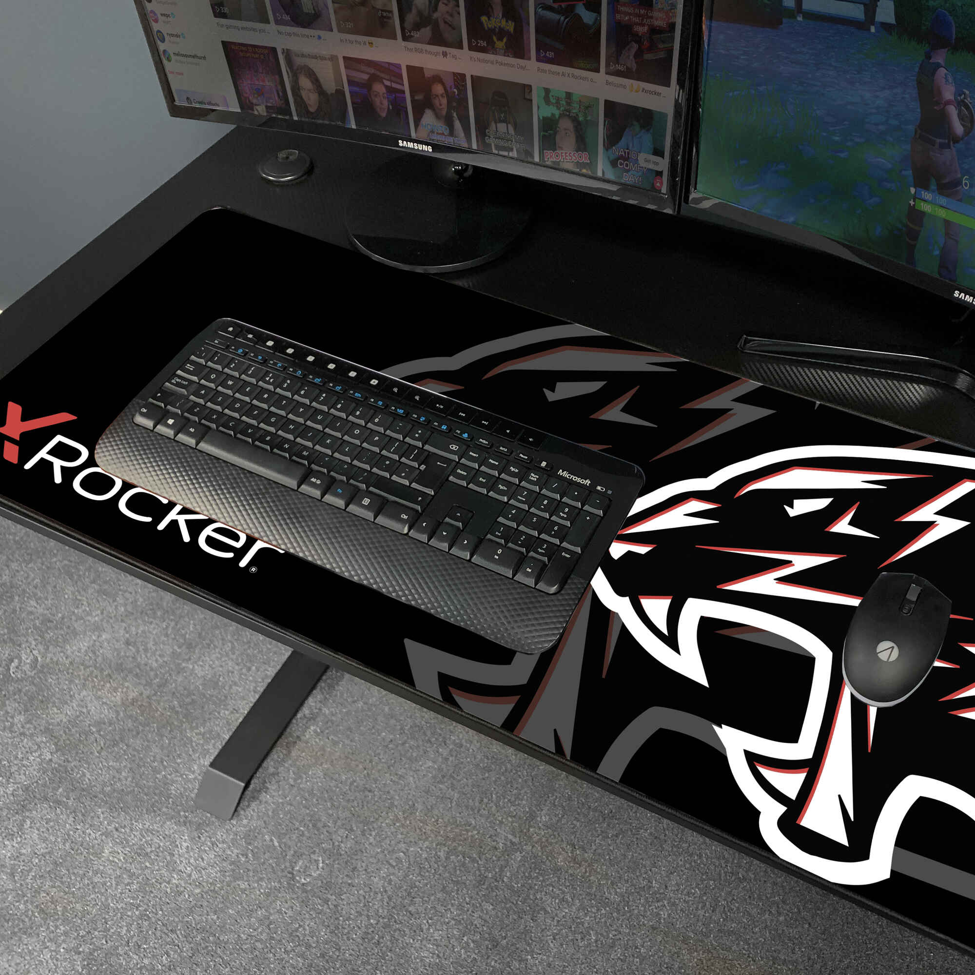 Free X Rocker mouse mat included with each desk