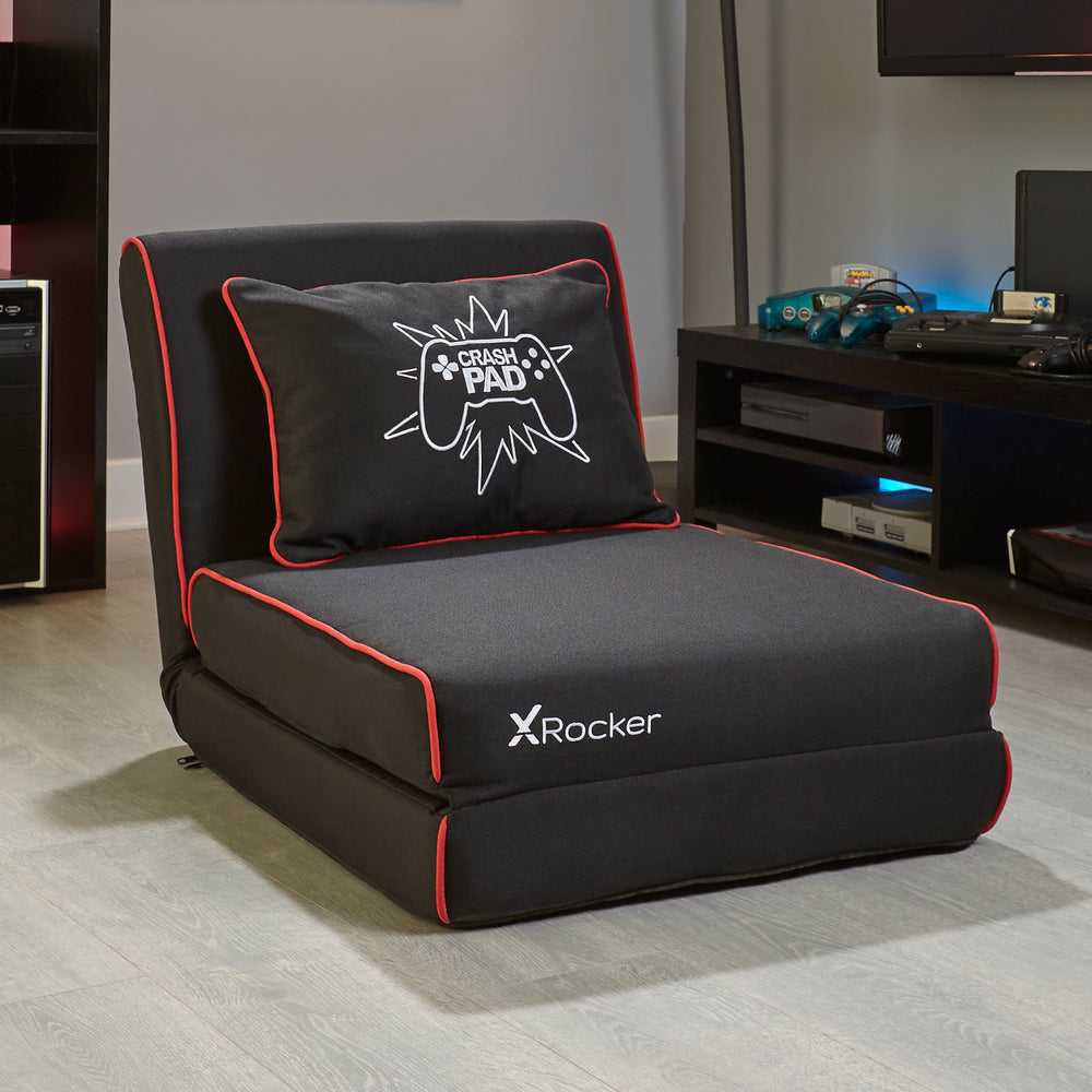 X Rocker Crash Pad JR Gaming Fold Out Kids Sofa Bed - Black & Red