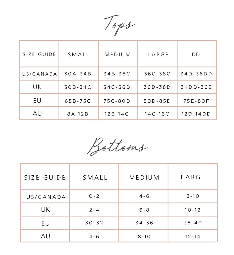 Coco Reef Swimwear Size Chart