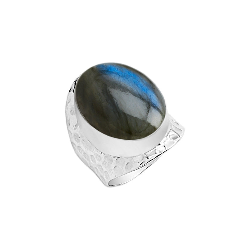 Florescent Blue Labradorite Sterling Silver Ring