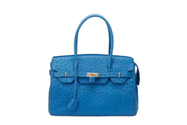 Oudtshoorn Blue Ostrich Leather Handbag