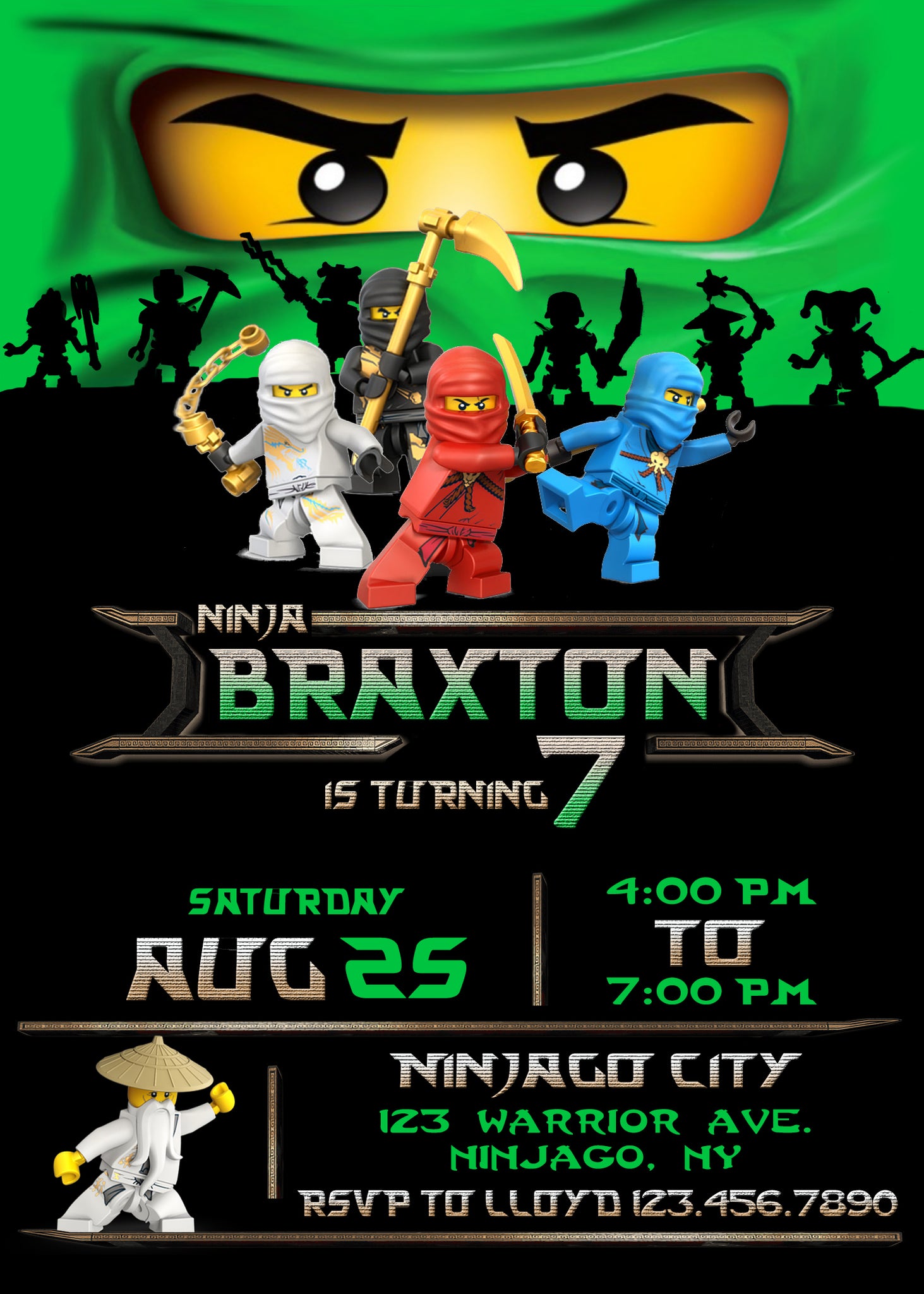 Ninjago Lloyd Invitations Magikel Designs