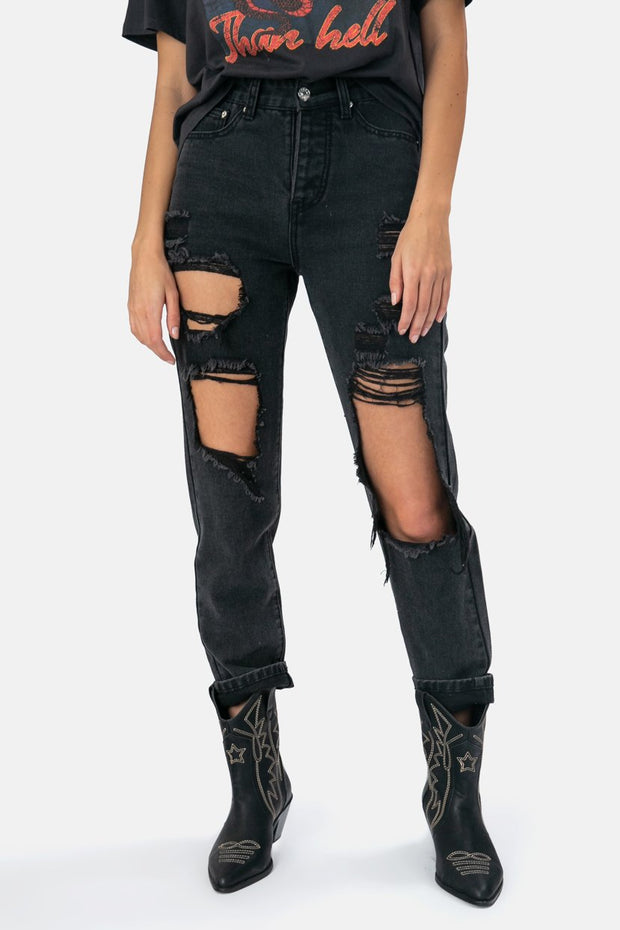 black ripped jeans