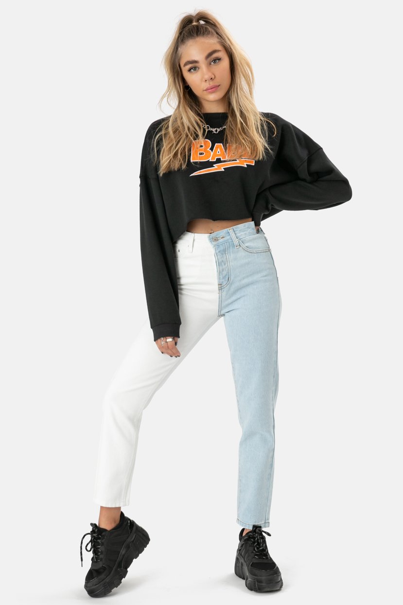 color block skinny jeans