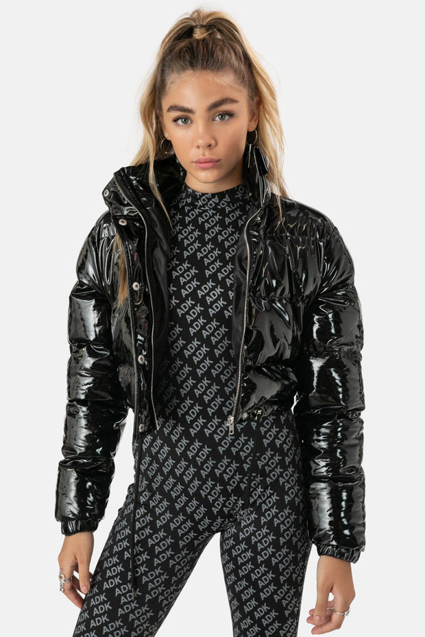 high shine cropped puffer jacket