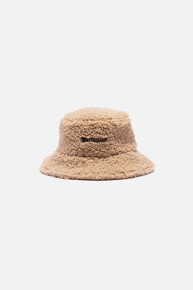 fuzzy brown bucket hat