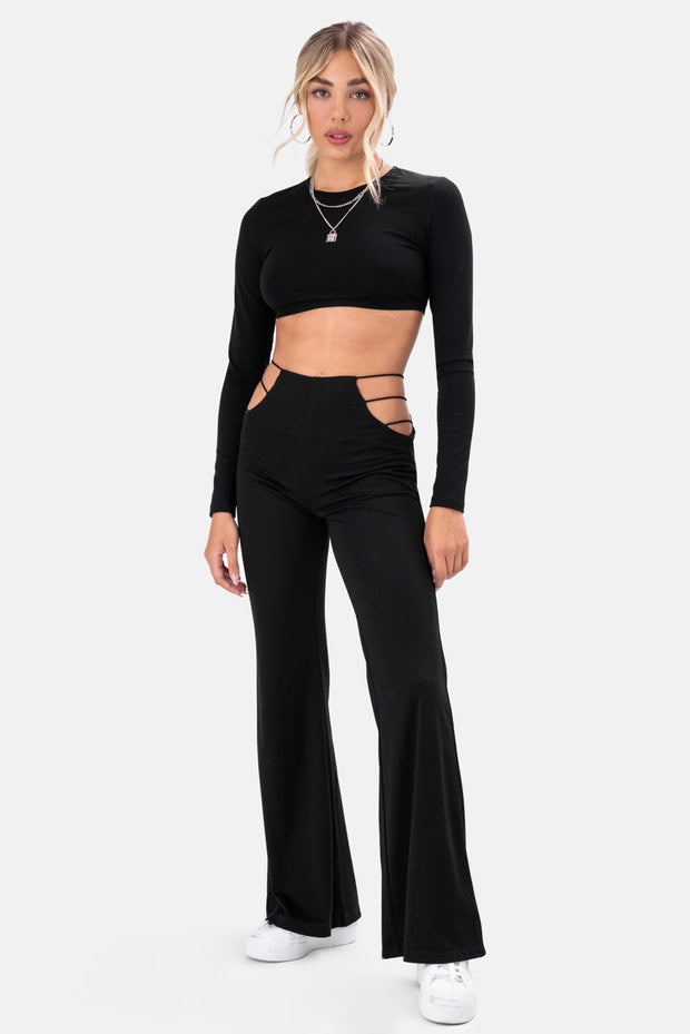 black flare out pants