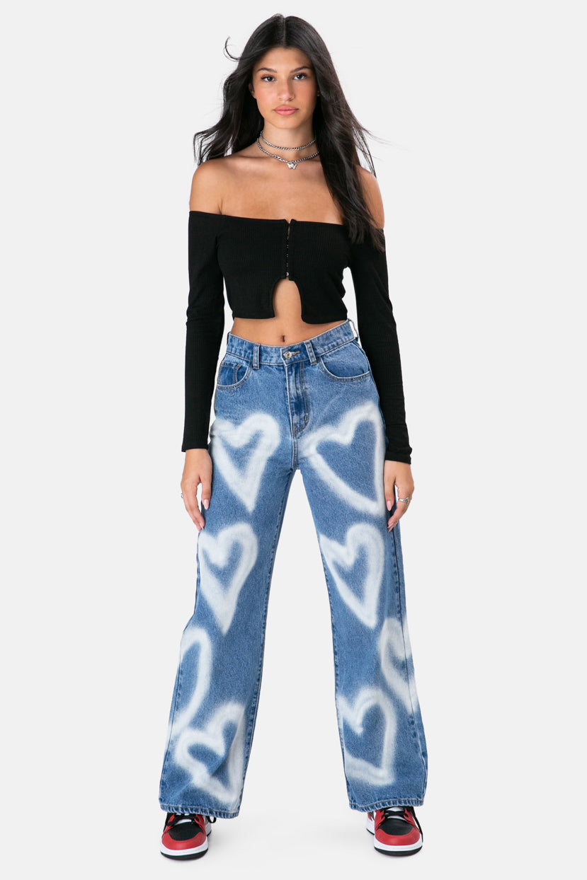 heart ripped jeans