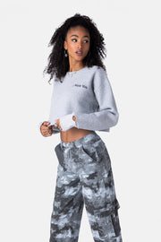 WANT Embroidered Cropped Sweatshirt