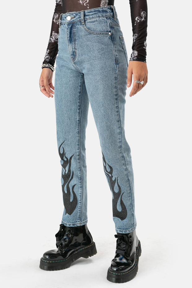 Flaming Hot Jeans Mom Adika - white skinny jeans with black shoes roblox