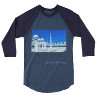 Dark Slate Gray Men's Sheikh Zayed Grand Mosque 3/4 Sleeve Raglan Shirt