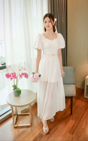 Sweetheart Puffy Sleeve Maxi Dress WHITE (S-L) – Sweet & Classy Co.