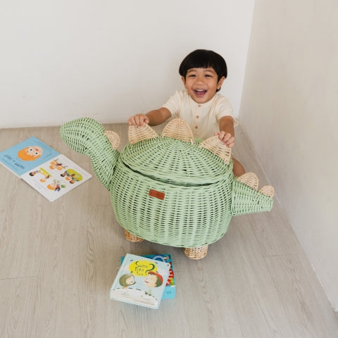 Baby's Room With Dinosaur Storage Basket

