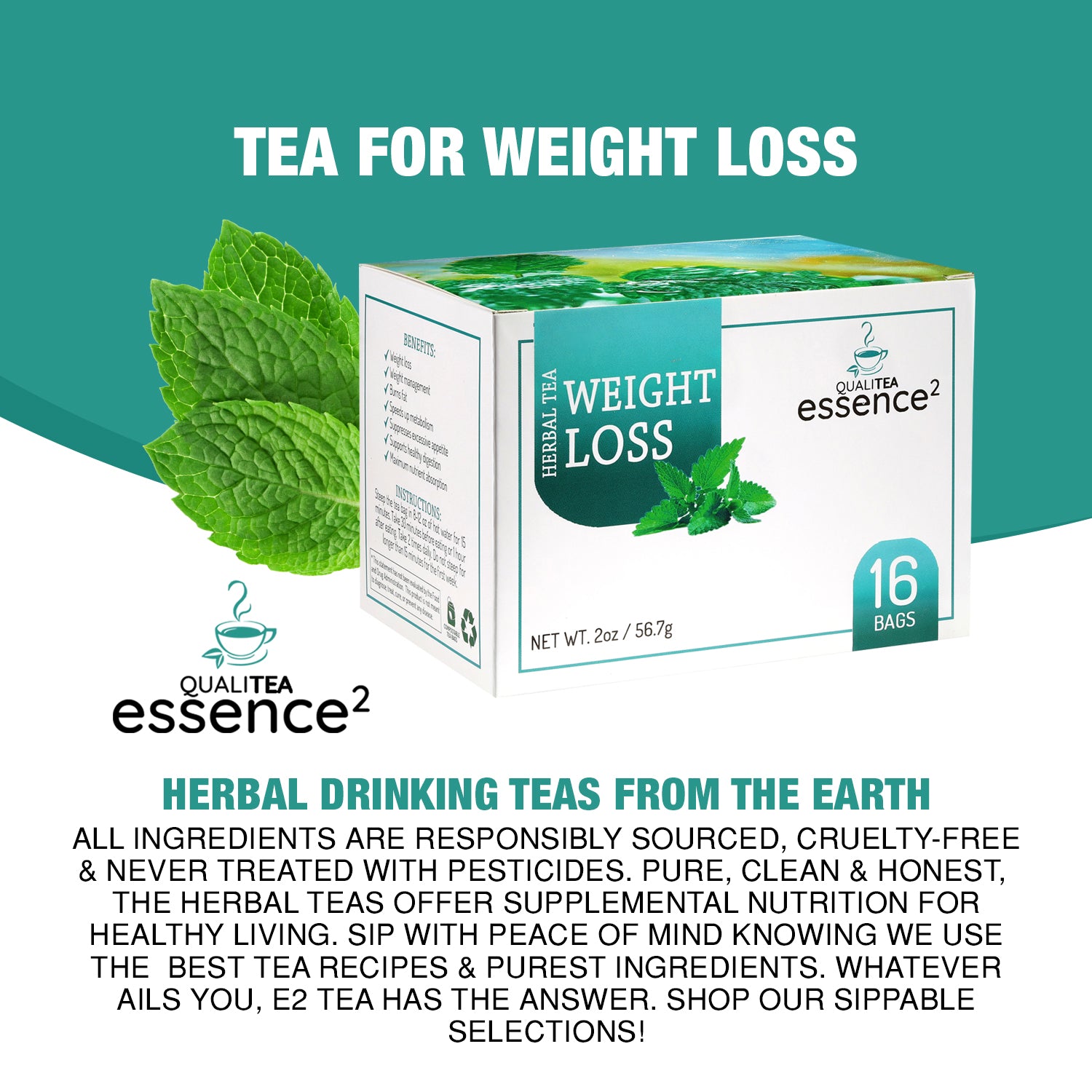 Qualitea Essence2 Weight Loss Tea Natural Organic Skinny