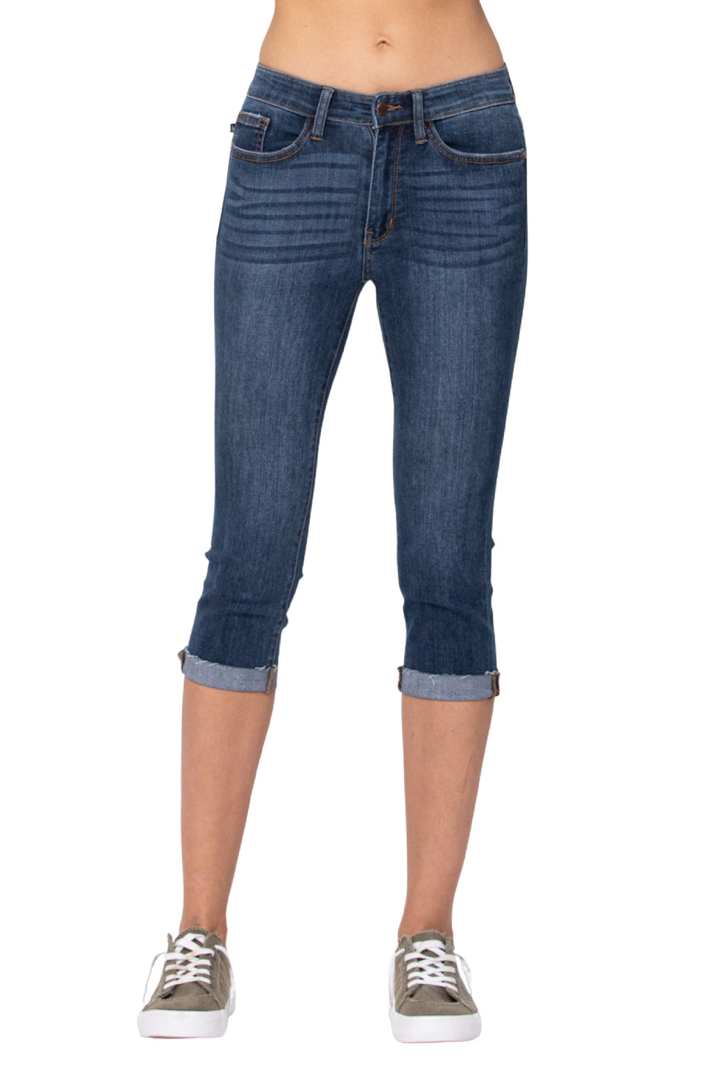 Judy Blue Distressed Patch Capri Jeans