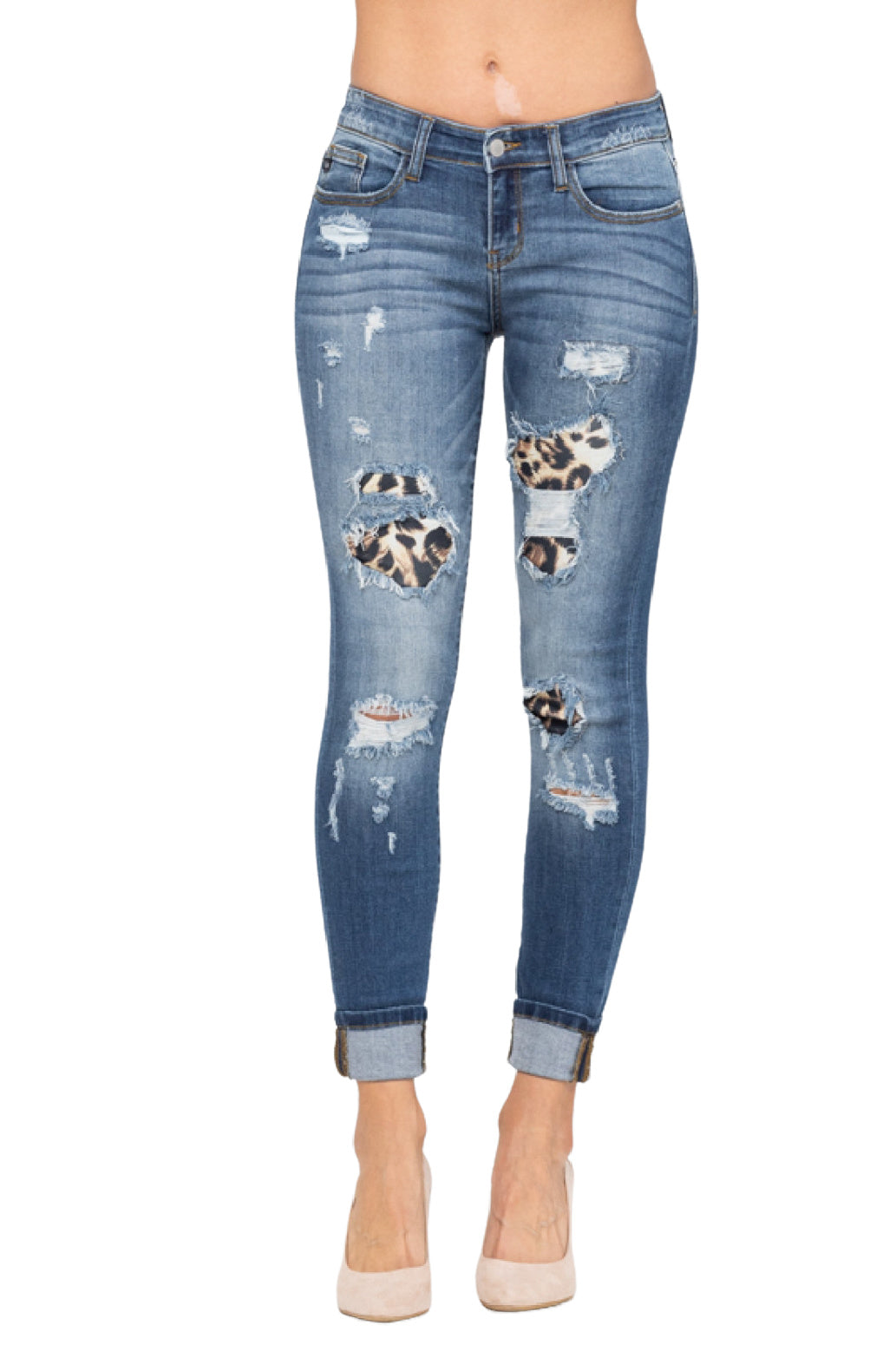 Leopard Patch Skinny Jeans – Antique 