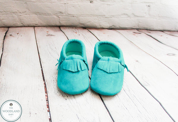 teal moccasins