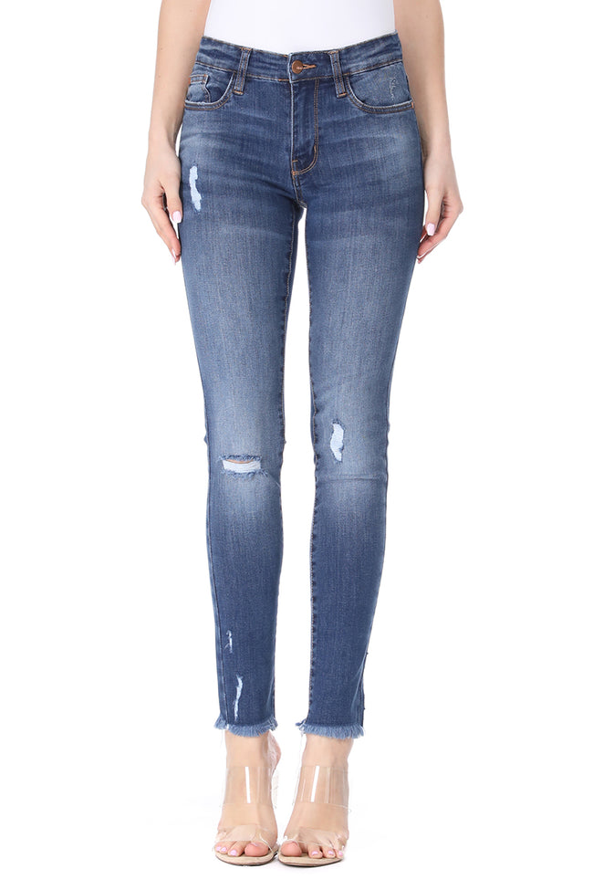B2B Wholesale Women’s Mid-Rise Raw Cuff Distressed Skinny Fit Jeans ...