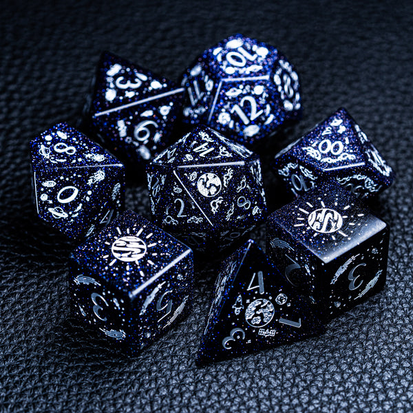 URWizards D&D Obsidian Engraved Dice Set Universe Style