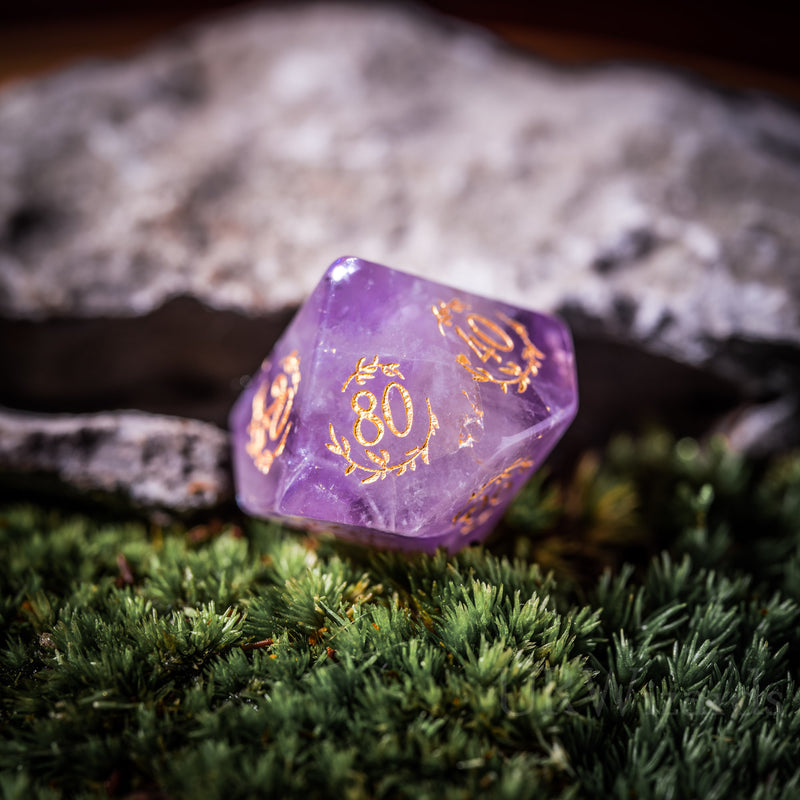 amethyst gemstone dice