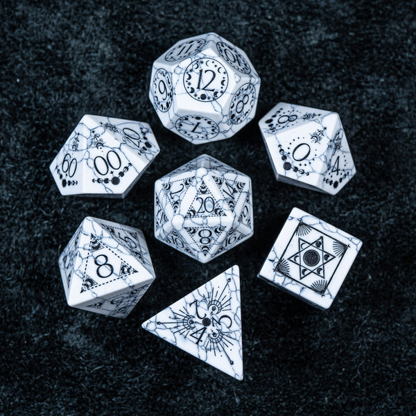 URWizards D&D Resin Dawn Glitter Engraved Dice Set Lunar Eclipse