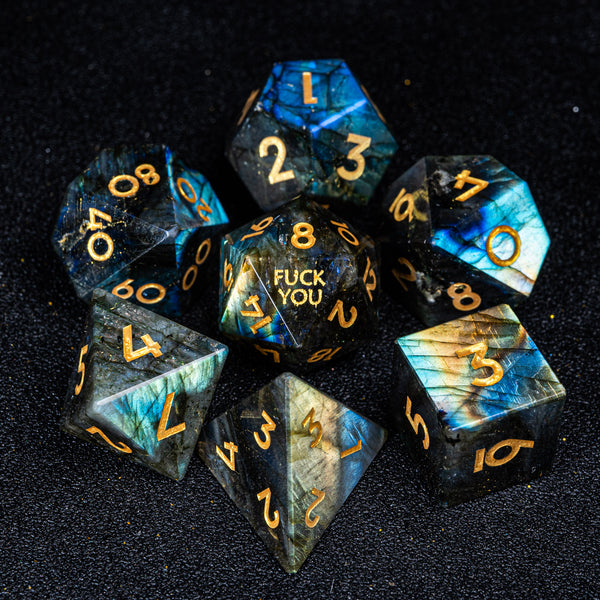 URWizards D&D Frosted Dichroic Prism Glass D20 Dice YEET & F*CK