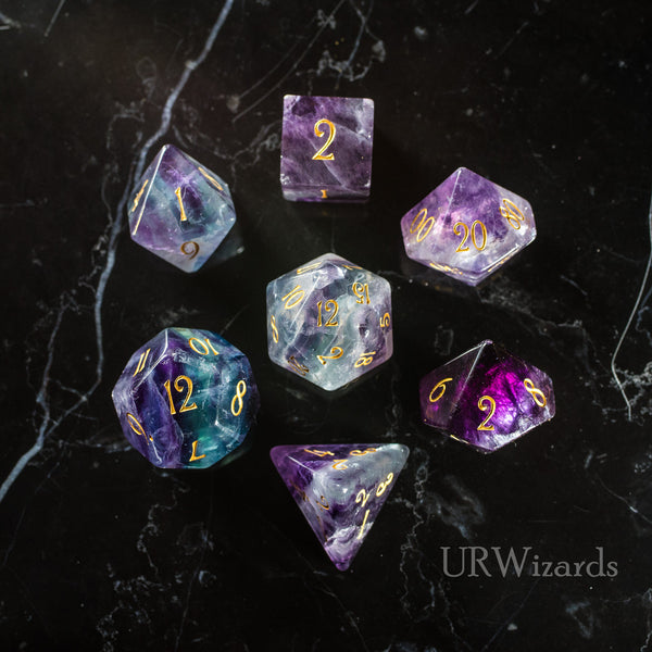 URWizards D&D Engraved Blue Sandstone D20 Dice Astrology Style