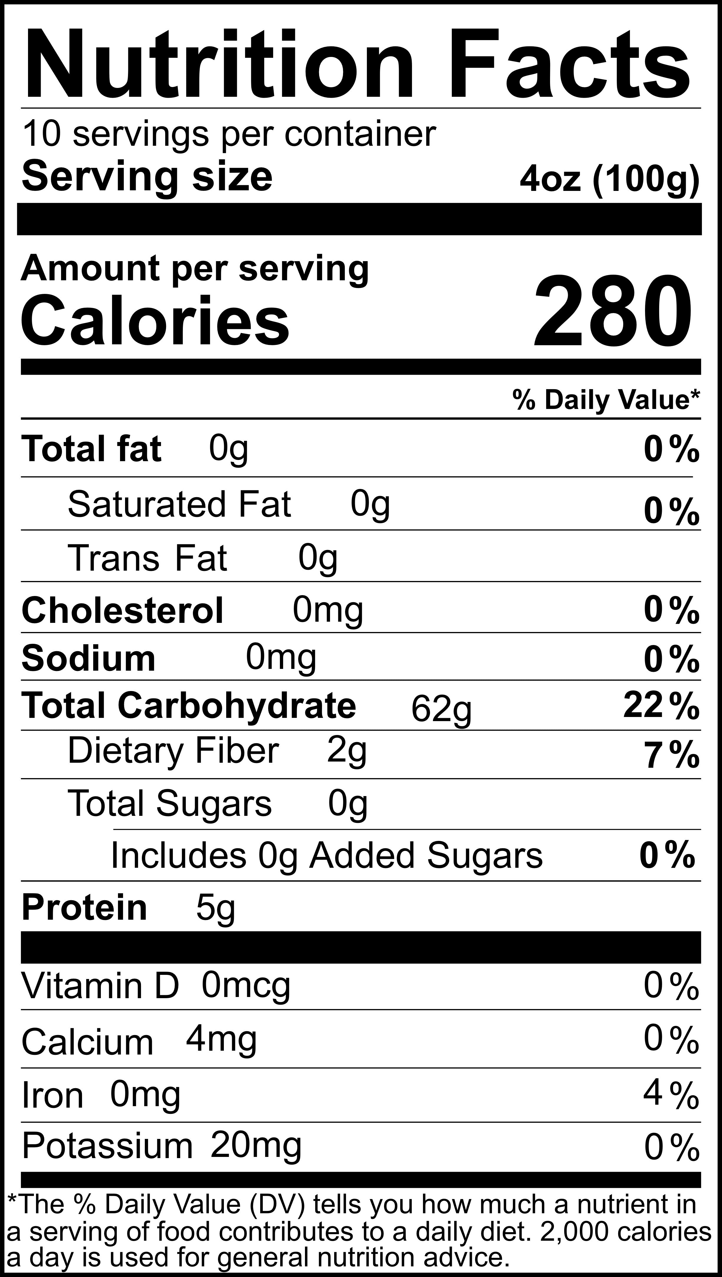 Golden Era Rice Mix Nutrition Information