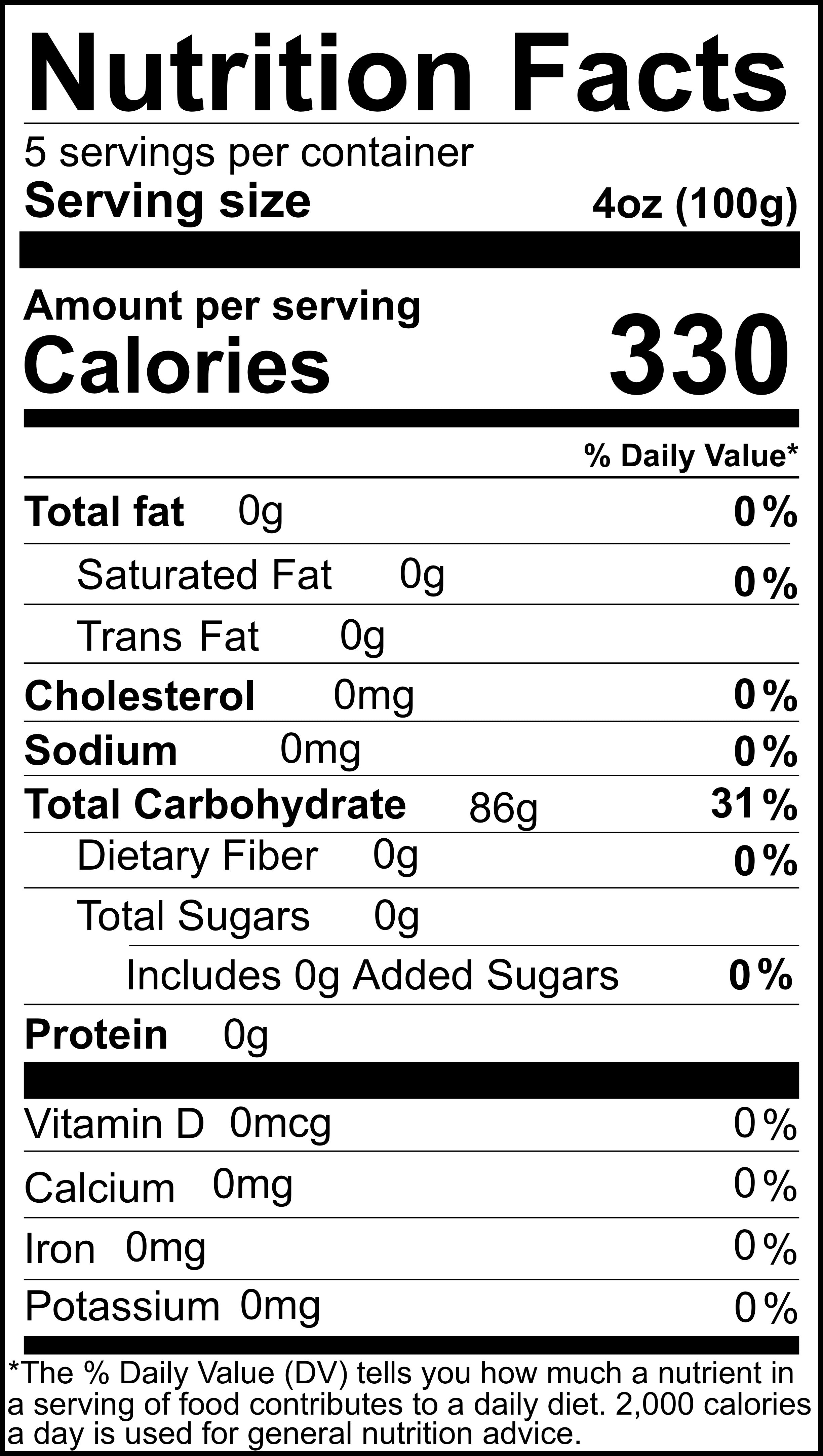 Mung Bean Vermicelli Nutrition Information