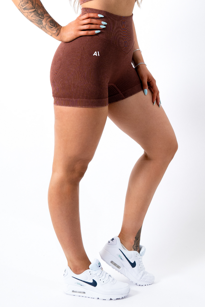 Ruby Rib Scrunchbum Shorts Grey – Artemis Active