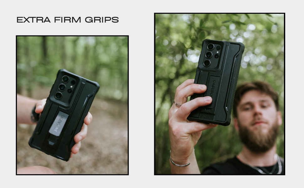 showing a male holds the galaxy s24 ultra case with extra firm grips