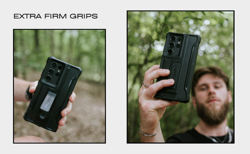 showing a male holds the galaxy s24 ultra case with extra firm grips