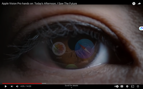 shows how iris works on human eyes inside the apple pro vision