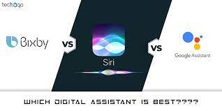 a picture showing bixby vs siri and google
